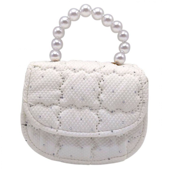 Сумочка дитяча, ручка з перлинами 14х12х6 см (БІЛА), ніжний та привабливий дизайн