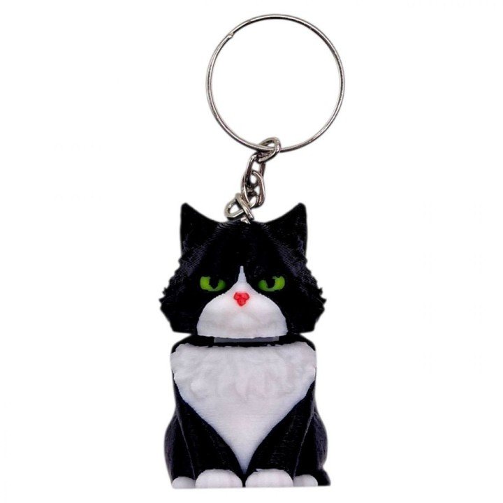 Брелок 3d друк "КОТИК З ПРУЖИНОЮ" (ЧОРНИЙ), KEYCHAIN