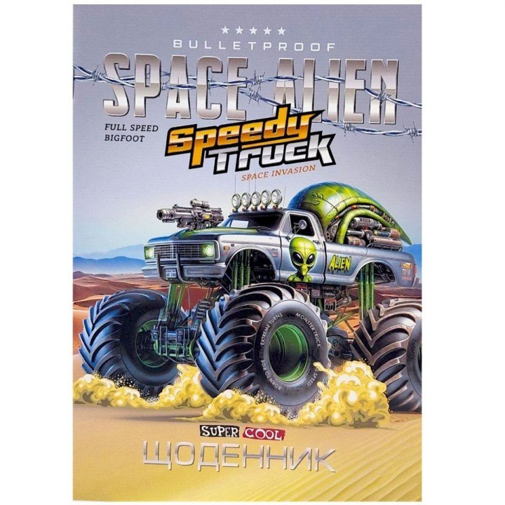 Щоденник А5 "SPACE ALIEN", 40Л СКОБА/ ВД-ЛАК, МʼЯКА ОБКЛАДИНКА (1+1)