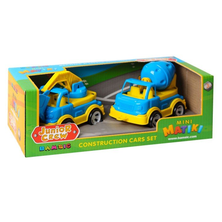 Mini Matiki коробка 2 (бетонозмішувач, екскаватор) Набір дитячий, BAMSIC (ЖОВТО-БЛАКИТНИЙ)