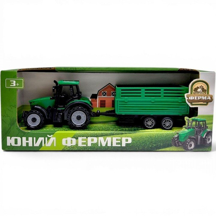 Трактор "Юний фермер" інерційний з причепом для тварин (ЗЕЛЕНИЙ)