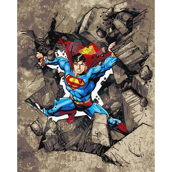 Набір для розпису по номерах WB "Superman: Крізь каміння" 40х50см