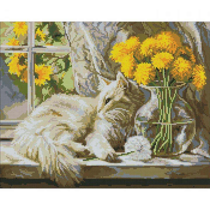 Алмазна мозаїка  "МУРКОТЛИВЕ СОНЦЕ" 40Х50 СМ