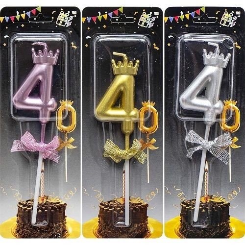 Свічка-цифра "4" з короною (мікс)