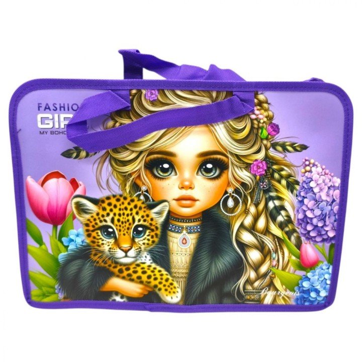 Папка на блискавці з довгою ручкою "Fashion Girl" А4+