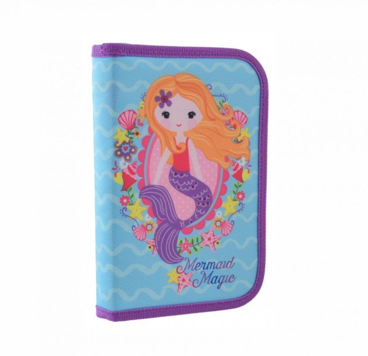 Пенал шкільний твердий "Smart" одинарний з клапаном "Mermaid"