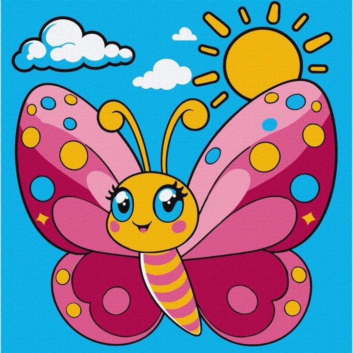 Картина по номерах ДЛЯ ДІТЕЙ "ВЕСЕЛИЙ МЕТЕЛИК" 25Х25 см