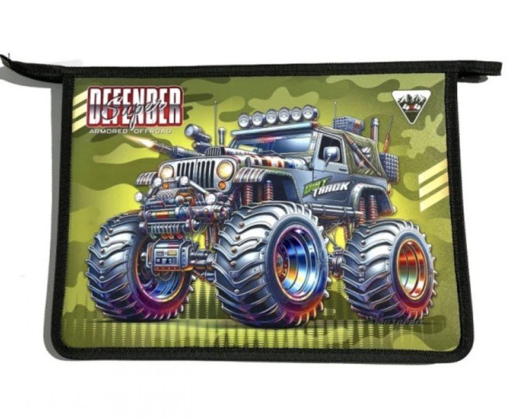 Папка на блискавці А4+, "Dirt Track" (зелена)