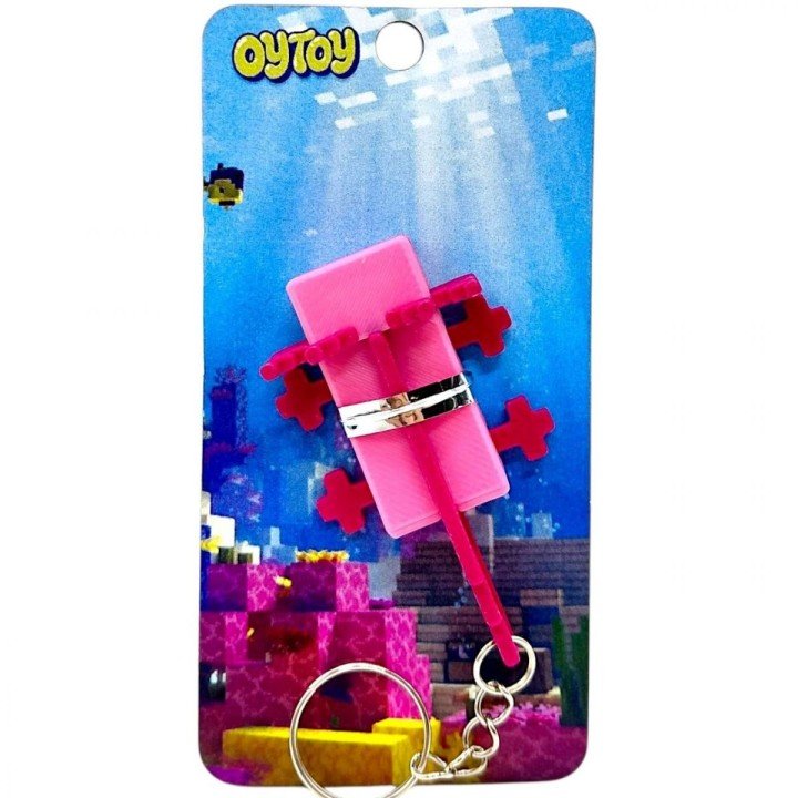 Брелок (3D друк) Minecraft Axolotl/ Аксолотль Keychain, Рожевий