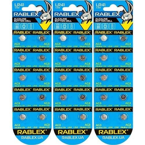 Батарейка RABLEX "таблетка" 1.5V AG3 (LR41) ціна за 1 блістер - 10 шт