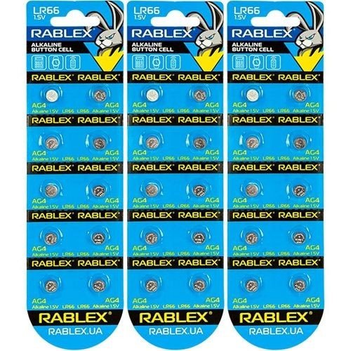 Батарейка RABLEX "таблетка" 1.5V AG4 (LR66) ціна за 1 блістер - 10 шт