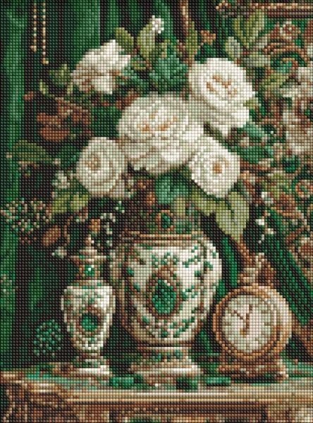 Алмазна мозаїка - Порцеляна з білими трояндами ©art_selena_ua