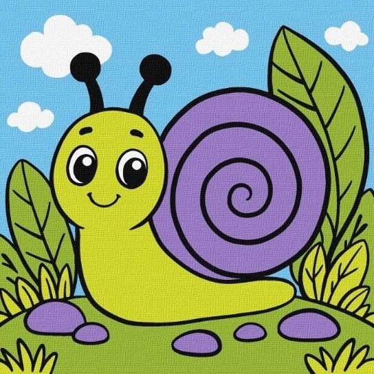Картина по номерах для дітей "Веселий равлик" 15х15 см
