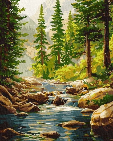 Картина за номерами - Течія посеред лісу ©art_selena_ua