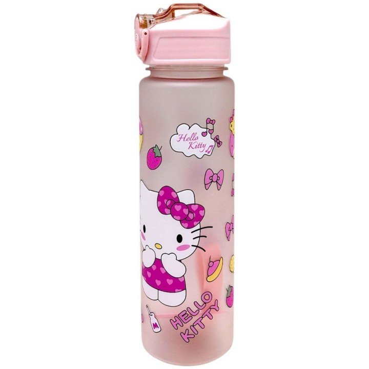 Пляшка для води "Sanrio: HelloKitty" місткість: 750 мл, пластикова, трубочка, ремінець, в пакеті (РОЖЕВИЙ)