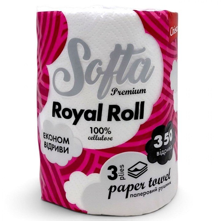 Softa Джамбо  рушник целюл. на гільзі 1рул. 3-шар 350 арк.Royl Roll (КПК)
