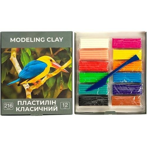 Пластилін 12 кольорів 216г (46424)