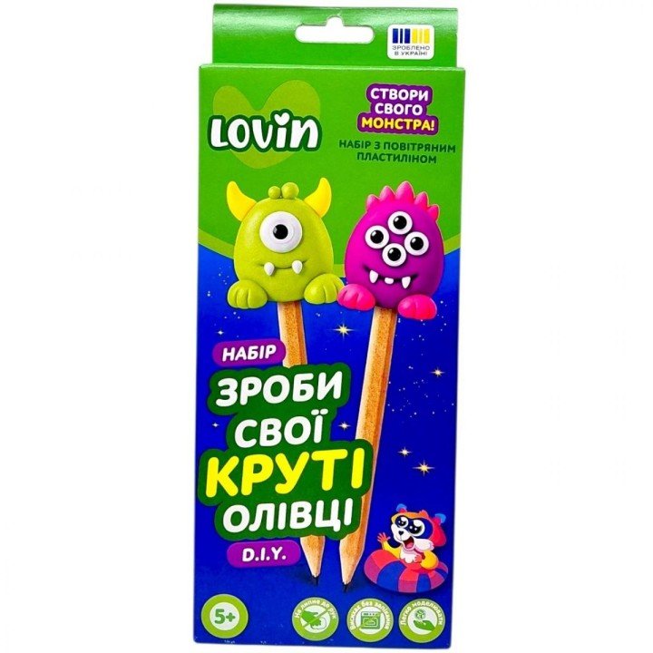 Зроби свої круті олівці TM Lovin Набір для творчості з повітряним пластиліном (МОНСТРИ)