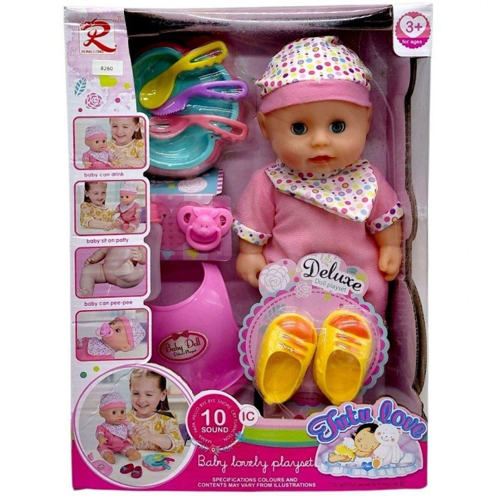 Пупс "Tutu Baby playset", музичний чіп, характерні звуки та фрази, заплющує очі, аксесуари, в коробці