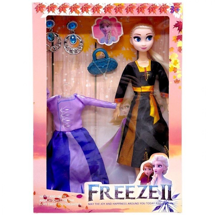 Лялька "Frozen: Ельза", 29 см, шарнірні суглоби, аксесуари, в коробці (ЧОРНИЙ-БУЗКОВИЙ)