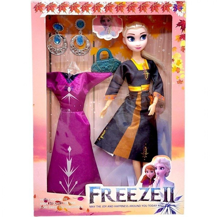 Лялька "Frozen: Ельза", 29 см, шарнірні суглоби, аксесуари, в коробці (ЧОРНИЙ-МАЛИНОВИЙ)