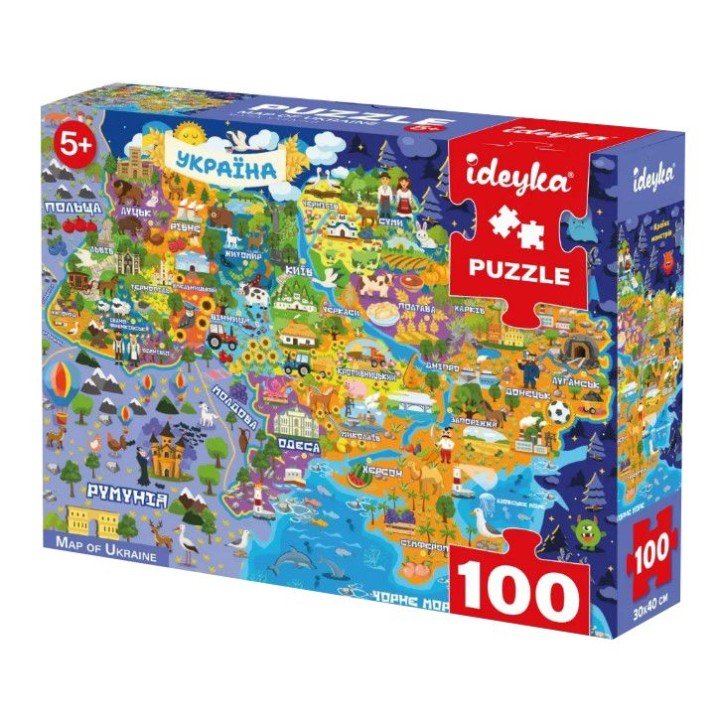 Гра-головоломка. Пазл Мапа України, 100 елементів