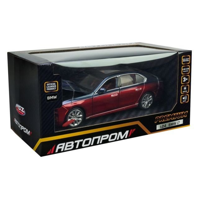 Машина металева АВТОПРОМ 1:24 BMW I7 на батарейках, звук, світло