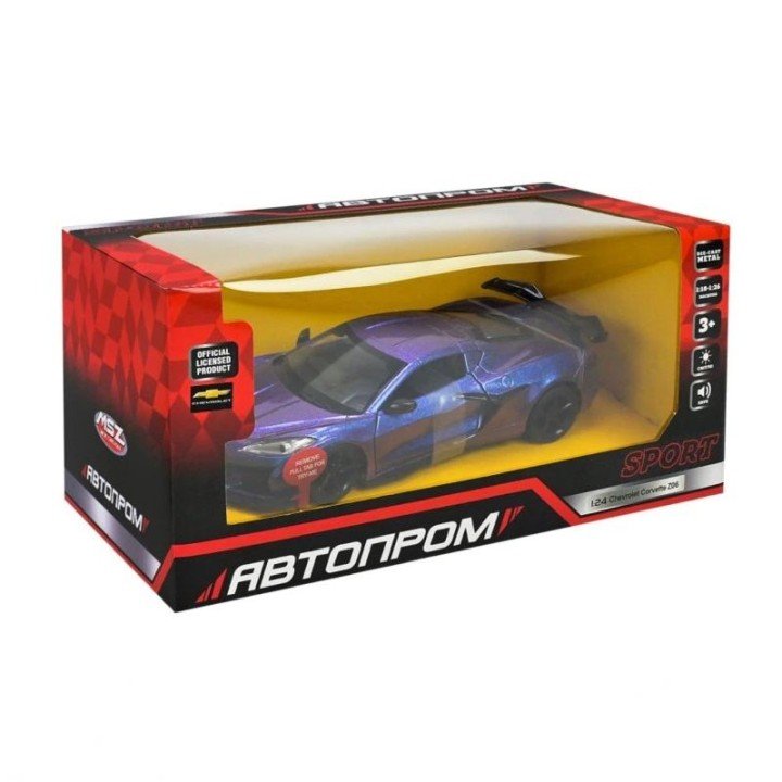 Машина металева АВТОПРОМ 1:24 Chevrolet Corvette C8 Z06(2024) на батарейках, звук, світло