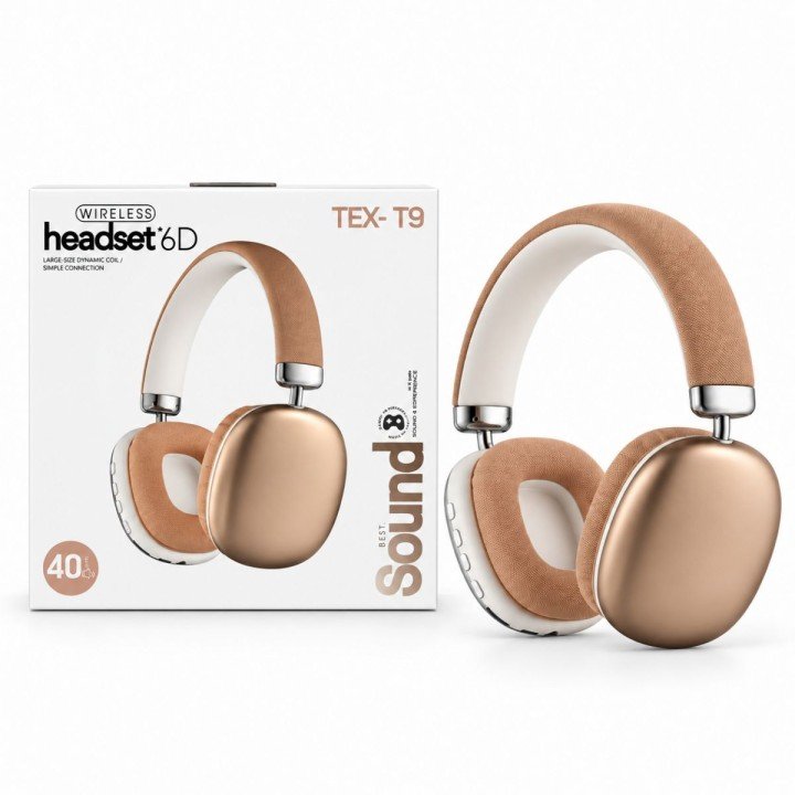 Навушники Bluetooth, вбудований акумулятор 5.4V, роз’єм для TF карти, AUX роз’єм, в коробці (ПОМАРАНЧЕВИЙ)