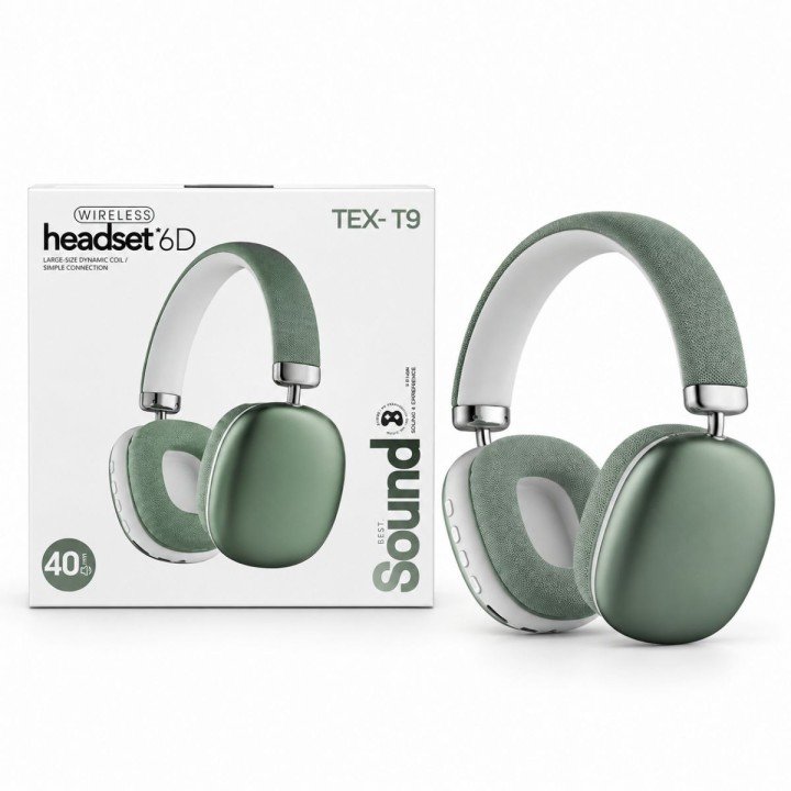 Навушники Bluetooth, вбудований акумулятор 5.4V, роз’єм для TF карти, AUX роз’єм, в коробці (ЗЕЛЕНИЙ)