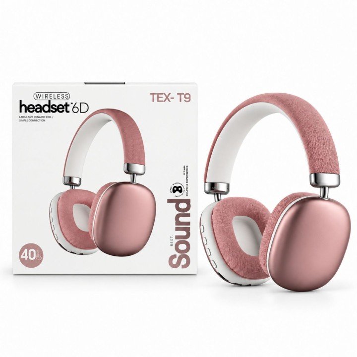 Навушники Bluetooth, вбудований акумулятор 5.4V, роз’єм для TF карти, AUX роз’єм, в коробці,(РОЖЕВИЙ)