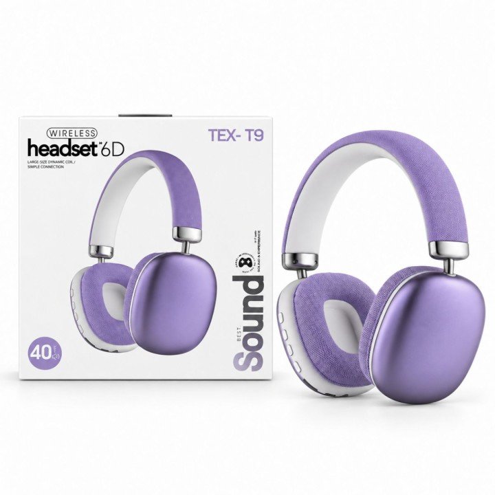 Навушники Bluetooth, вбудований акумулятор 5.4V, роз’єм для TF карти, AUX роз’єм, в коробці,(ФІОЛЕТОВИЙ)