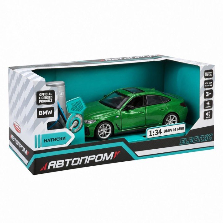 МАШИНА АВТОПРОМ (МЕТАЛЕВА) 1:34 BMW I4 M50 (ЗЕЛЕНИЙ)