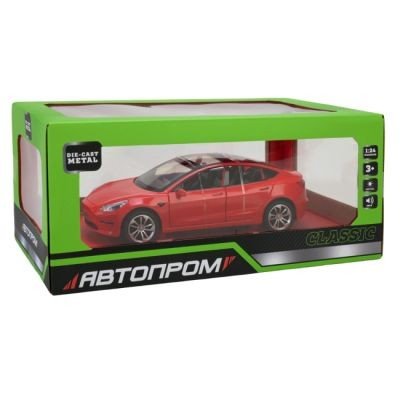 МАШИНА МЕТАЛЕВА "АВТОПРОМ" 1:24 TESLA MODEL 3 (ЧЕРВОНИЙ)