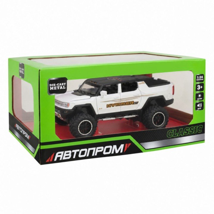 МАШИНА МЕТАЛЕВА "АВТОПРОМ" 1:24 HUMMER PICKUP TRUCK (БІЛИЙ)