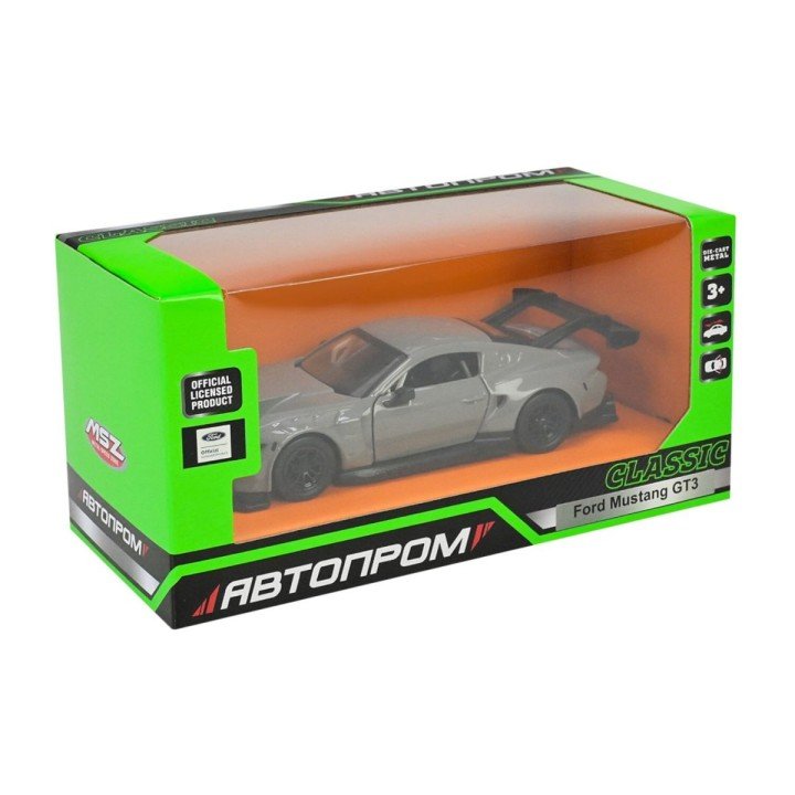 МАШИНА МЕТАЛЕВА "АВТОПРОМ" FORD MUSTANG GT 3 (СІРИЙ)