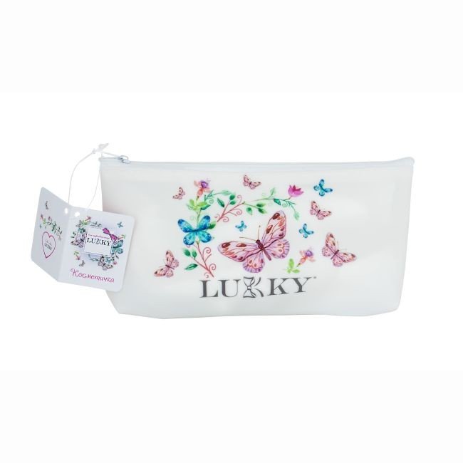Косметичка на блискавці, матова біла, 20х10 см,марки «Lukky»