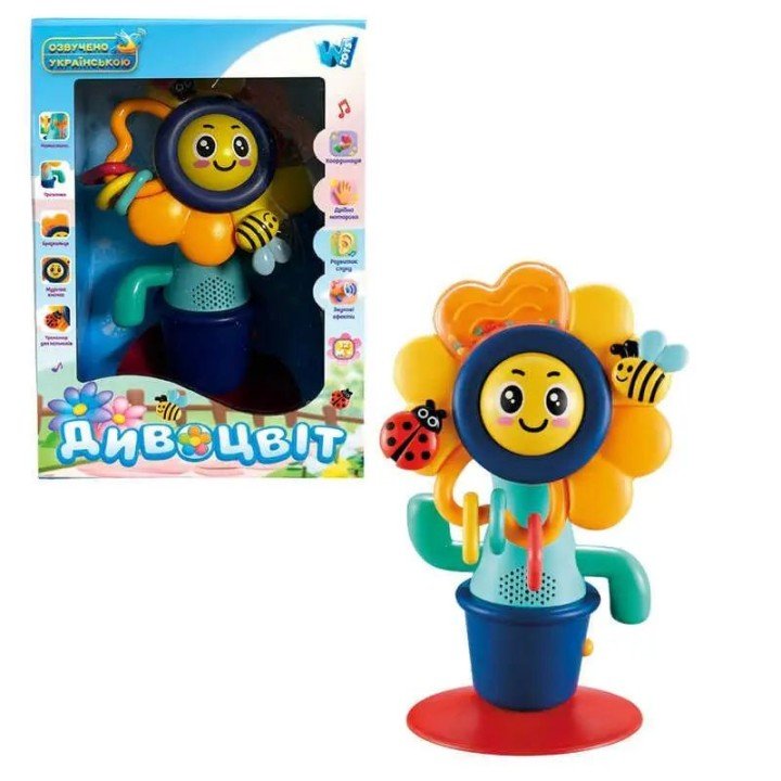 Дивоцвіт "WToys", ОЗВУЧУВАННЯ УКРАЇНСЬКОЮ МОВОЮ, намистинки, тріскачка, пісні, скоромовки, підсвічування, тренажери для пальчиків
