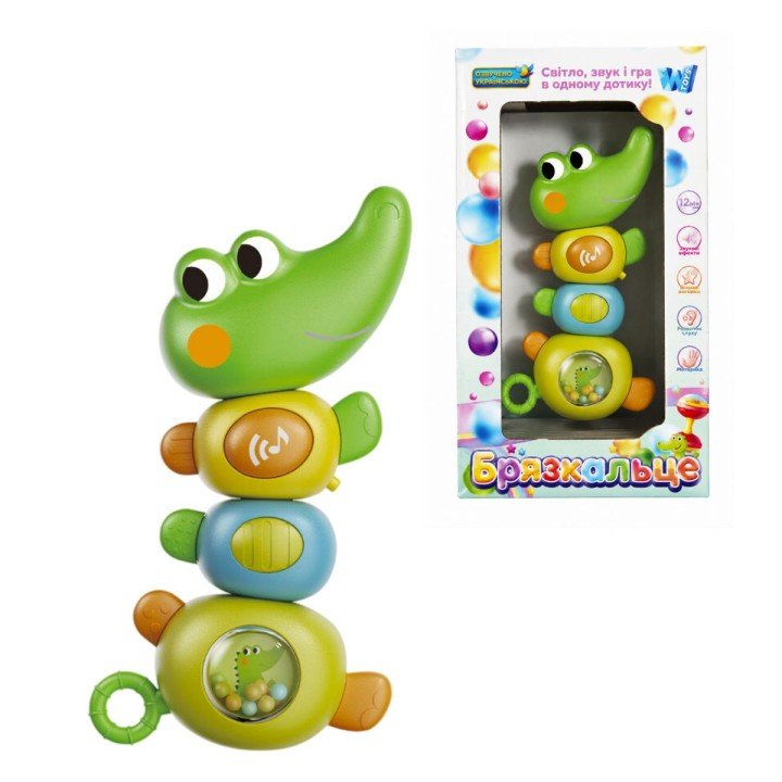 Брязкальце WToys, ОЗВУЧУВАННЯ УКРАЇНСЬКОЮ МОВОЮ, підсвічування, пісні, тріскачки, обертальні елементи, прорізувач (КРОКОДИЛ)