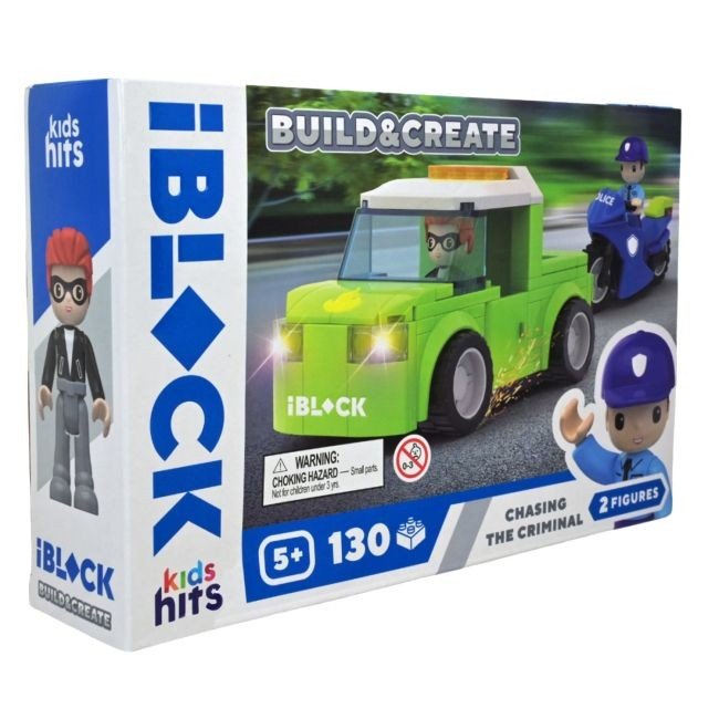 Конструктор IBLOCK JUNIOR 130 дет.,Police Motorbike in Pursuit короб. 24*16*6 cm
