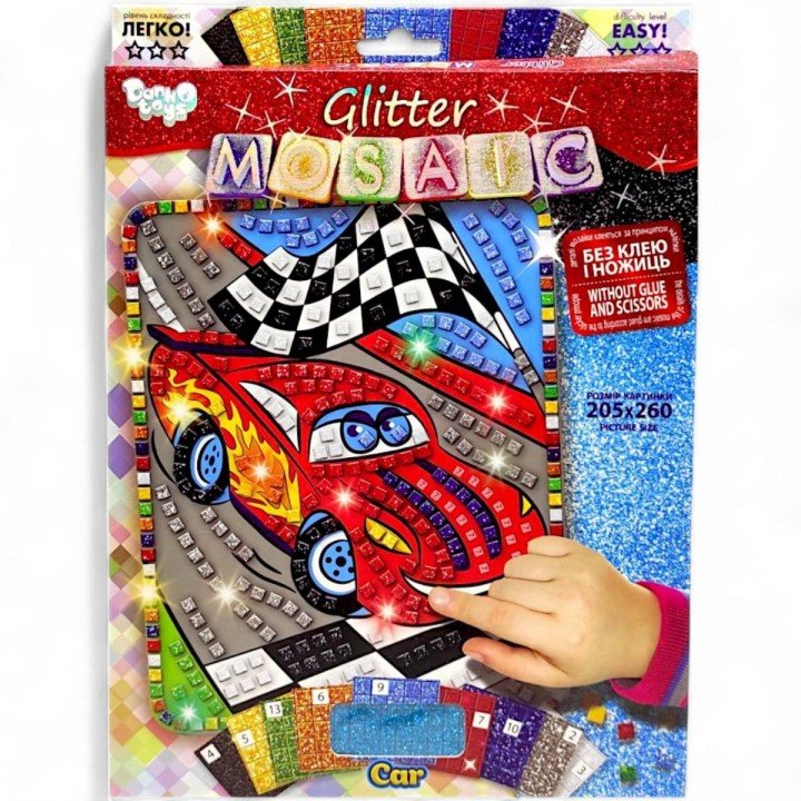 Набір для творчості "Блискуча мозаїка" Тачки