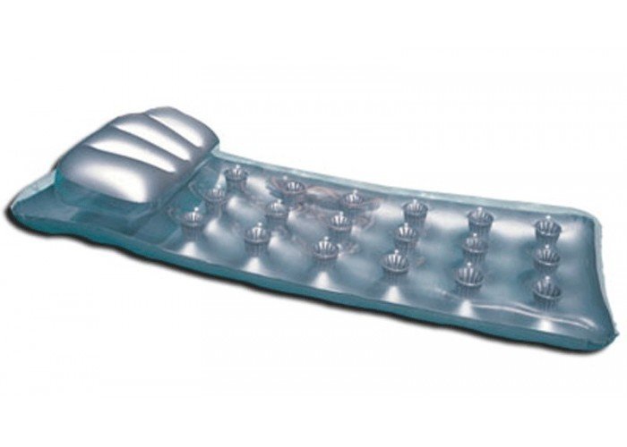 Пляжний надувний матрац з подушкою (сріблястий)