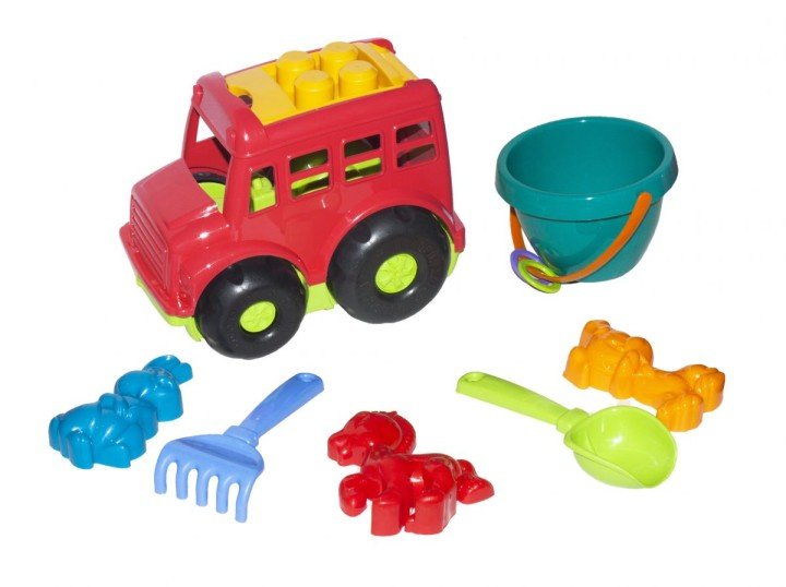 Автобус "Бусик" №3 з пісочним набором червоний