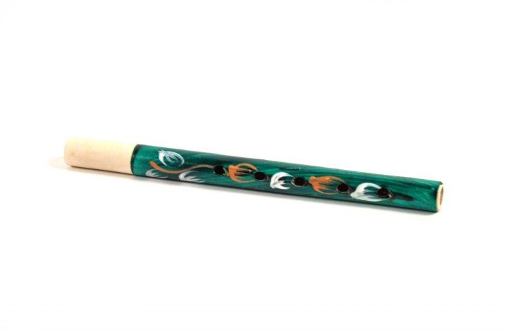 Сопілка з розписом (зелена), 24 см