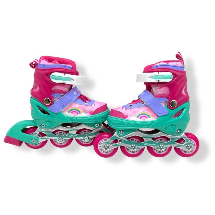 Ролики S (30-33) метал.рама, колеса PU 1 світло (РОЖЕВІ)