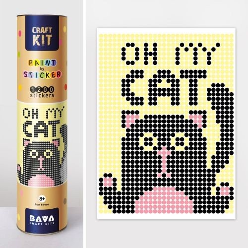 Картина за номерами з наклейками "Кот"