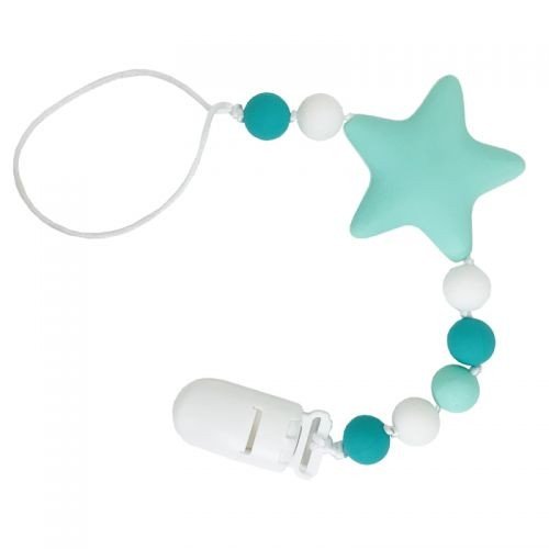 Силіконова ланцюжок для пустушки "Зірочка", м'ятний