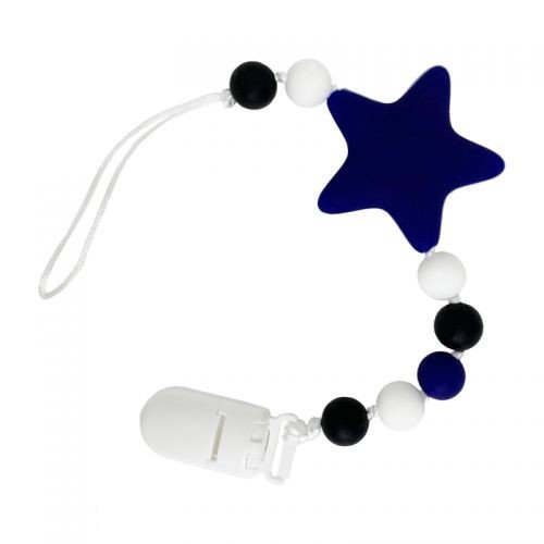 Силіконова ланцюжок для пустушки "Зірочка", синій