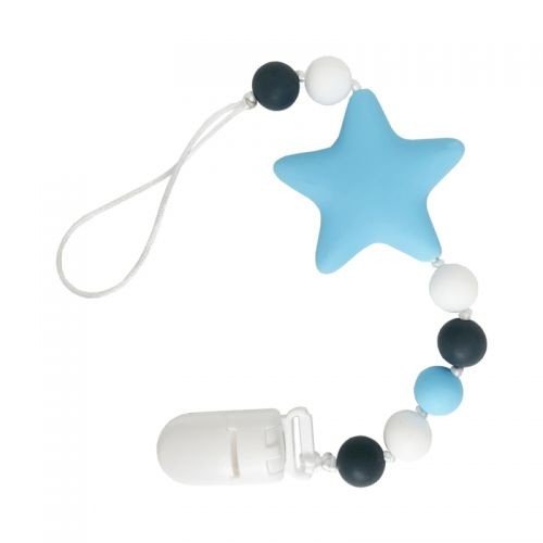 Силіконова ланцюжок для пустушки "Зірочка", блакитний