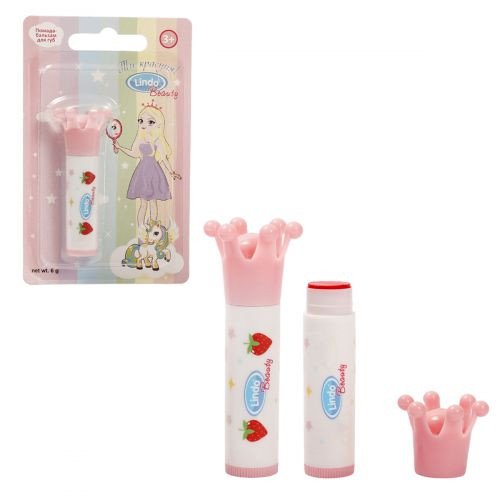 Помада-бальзам для губ з перламутровим блиском, полуниця